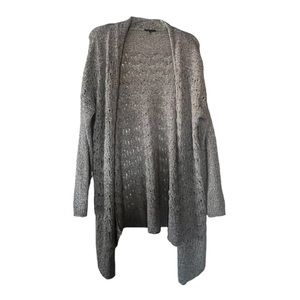 Theory Open Knit Long Tan Long Sleeve Open Front Cardigan Sweater Medium